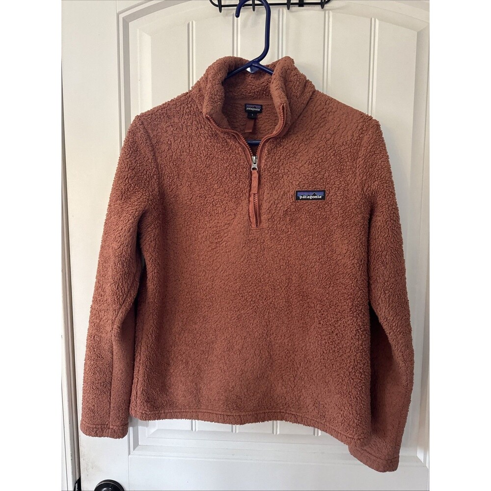 Patagonia Los Gatos 1/4 Zip Rust Brown Deep Pile Fleece Pullover Sz Small Fall